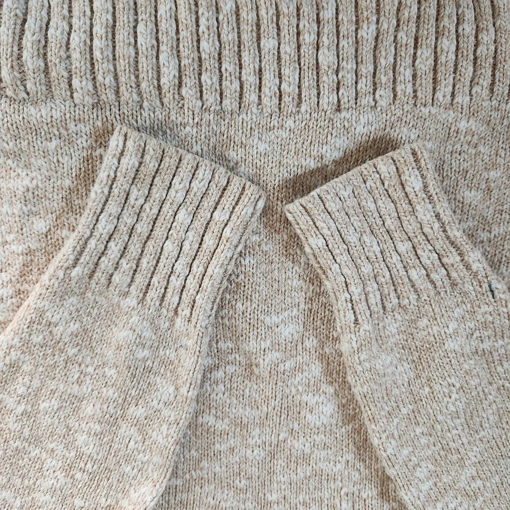 L.L. Bean Women's Cotton‎ Ragg Sweater Large Funnel Roll Neck Fair Isle Beige - Picture 10 of 11